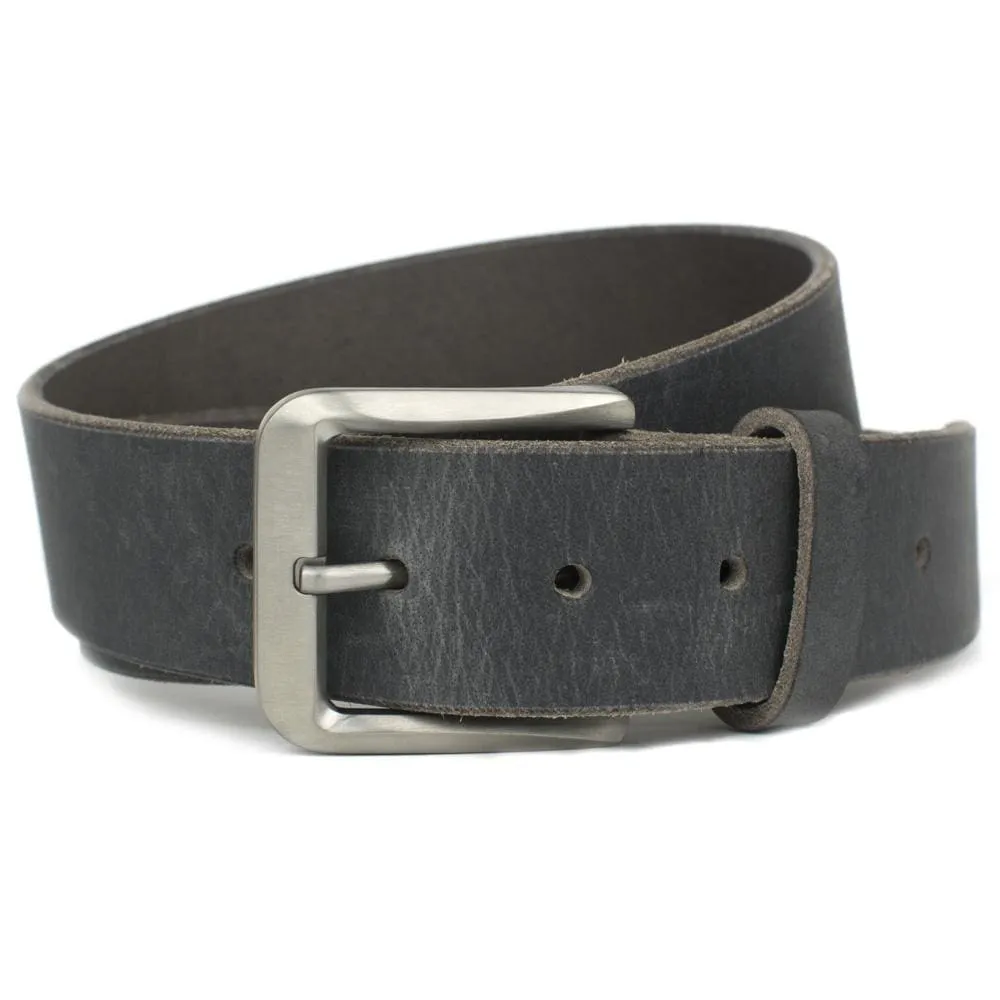 Smoky Mountain Titanium Distressed Gray Leather Belt by Nickel Smart®