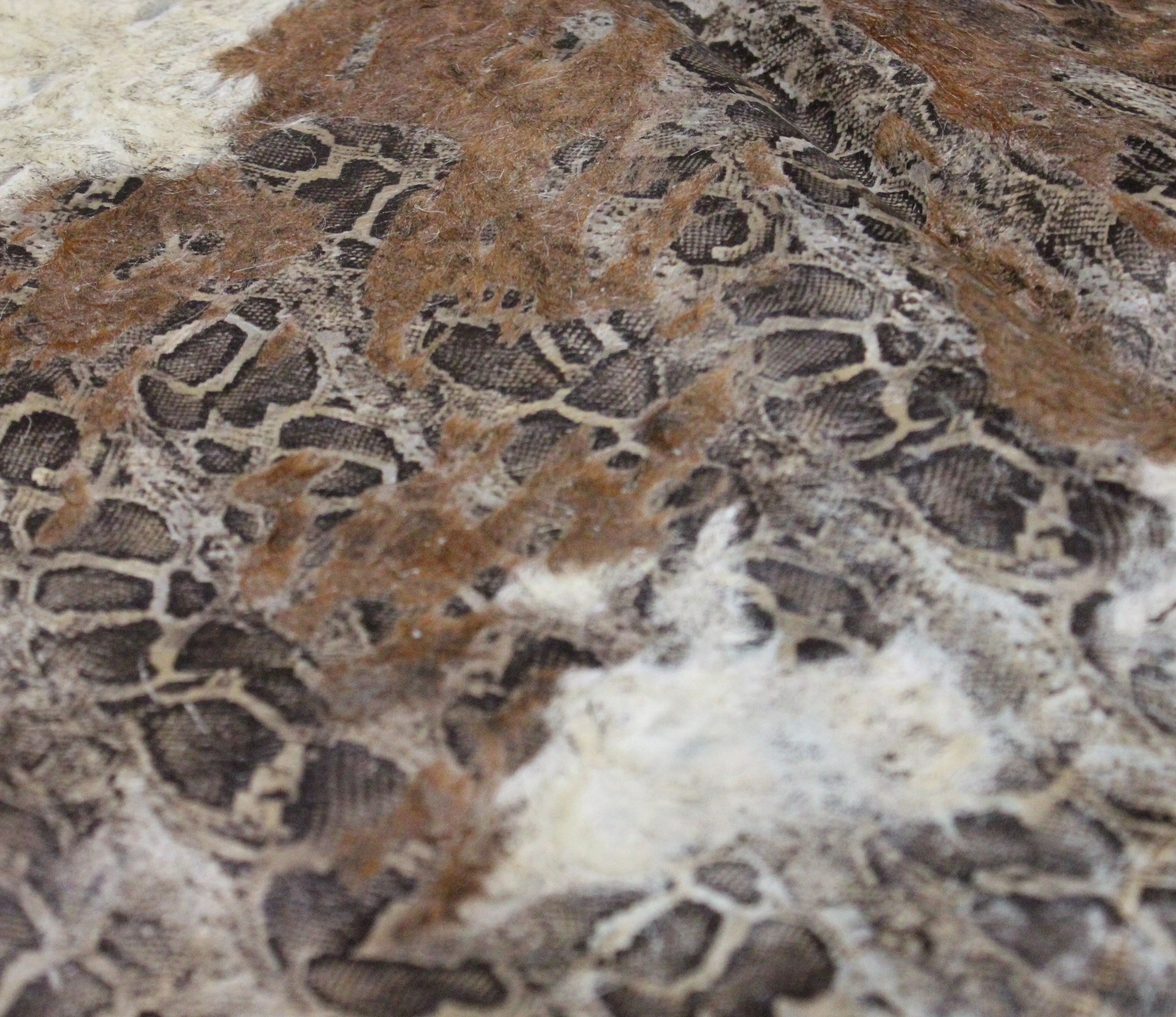 Snake Print  on  Brindle COWHIDE - 84 x 67 INCHES - Premium Cowhide Leather