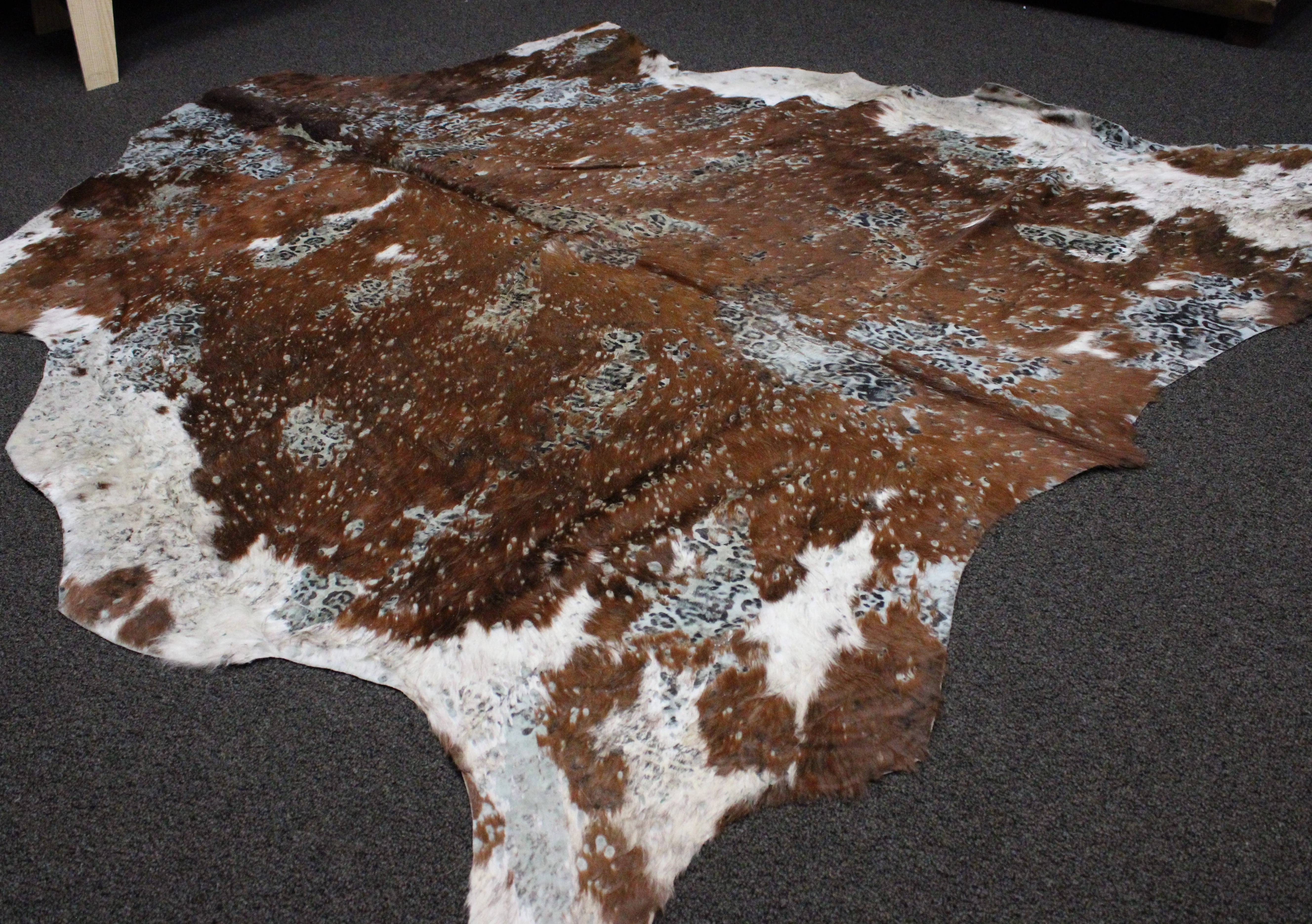 Snake Print  on  Brindle COWHIDE - 84 x 76 INCHES - Premium Cowhide Leather