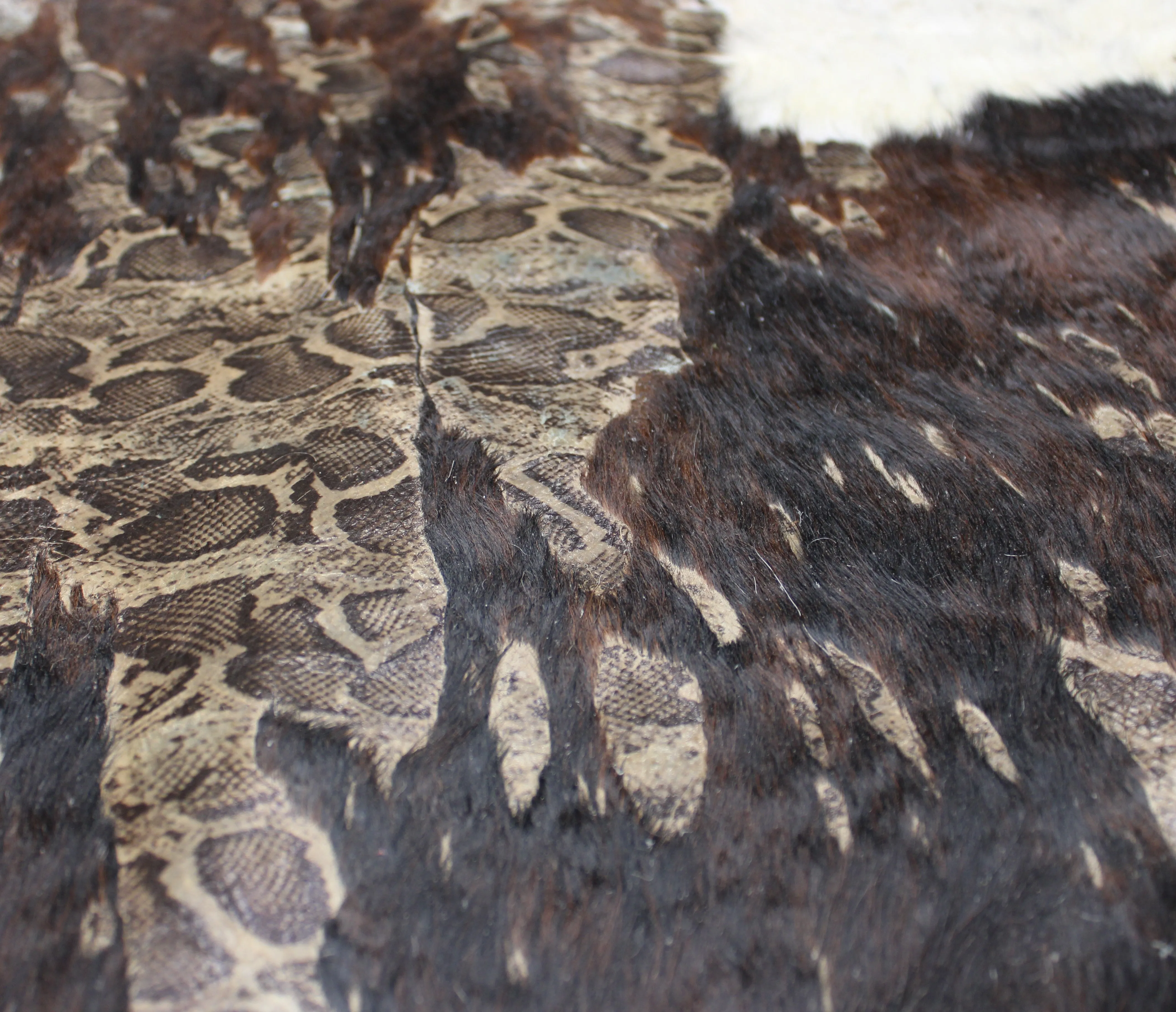 snake print on  Tricolor  COWHIDE 7 ft