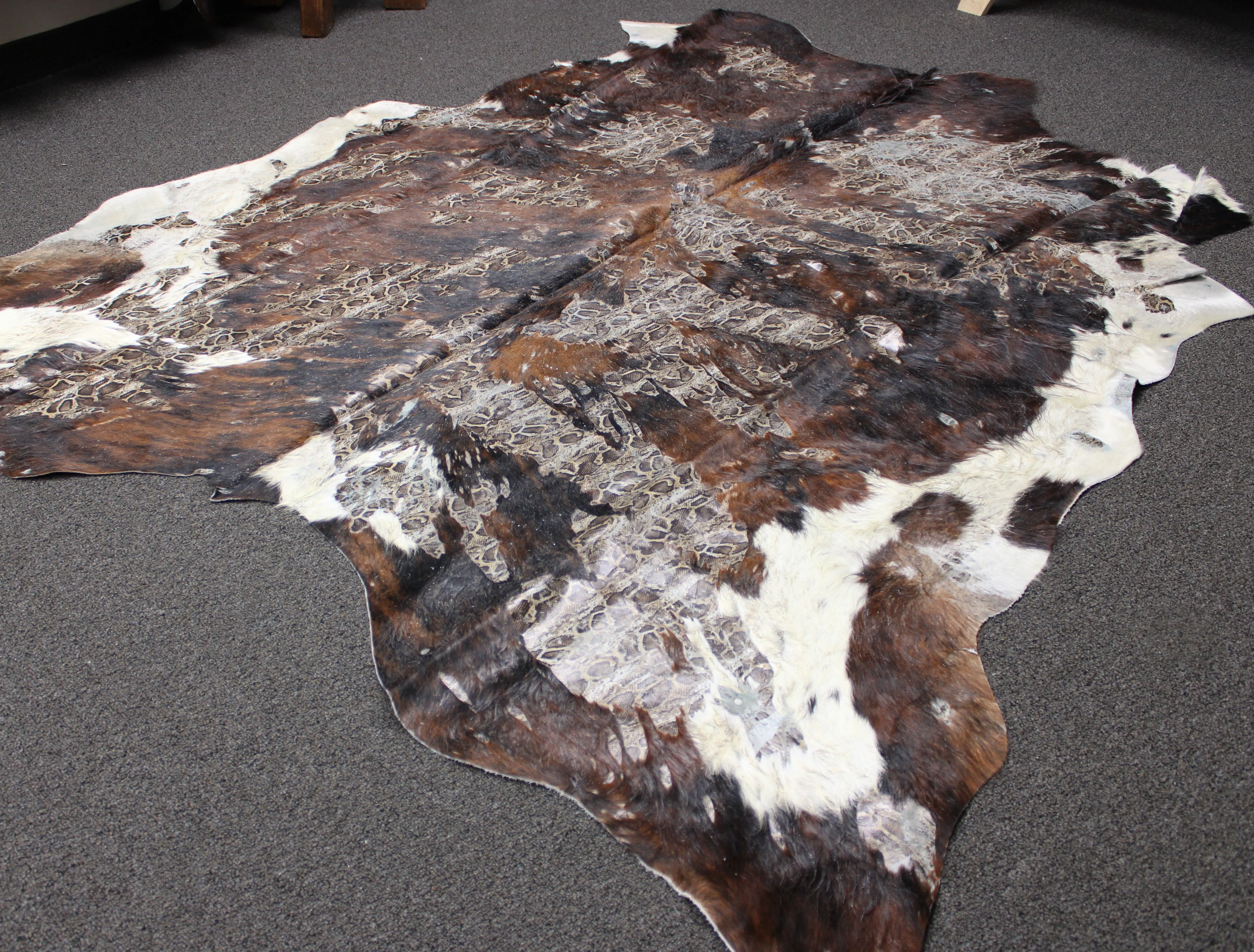 Snake Print on tricolor   COWHIDE -81x74 INCHES - Premium Cowhide Leather