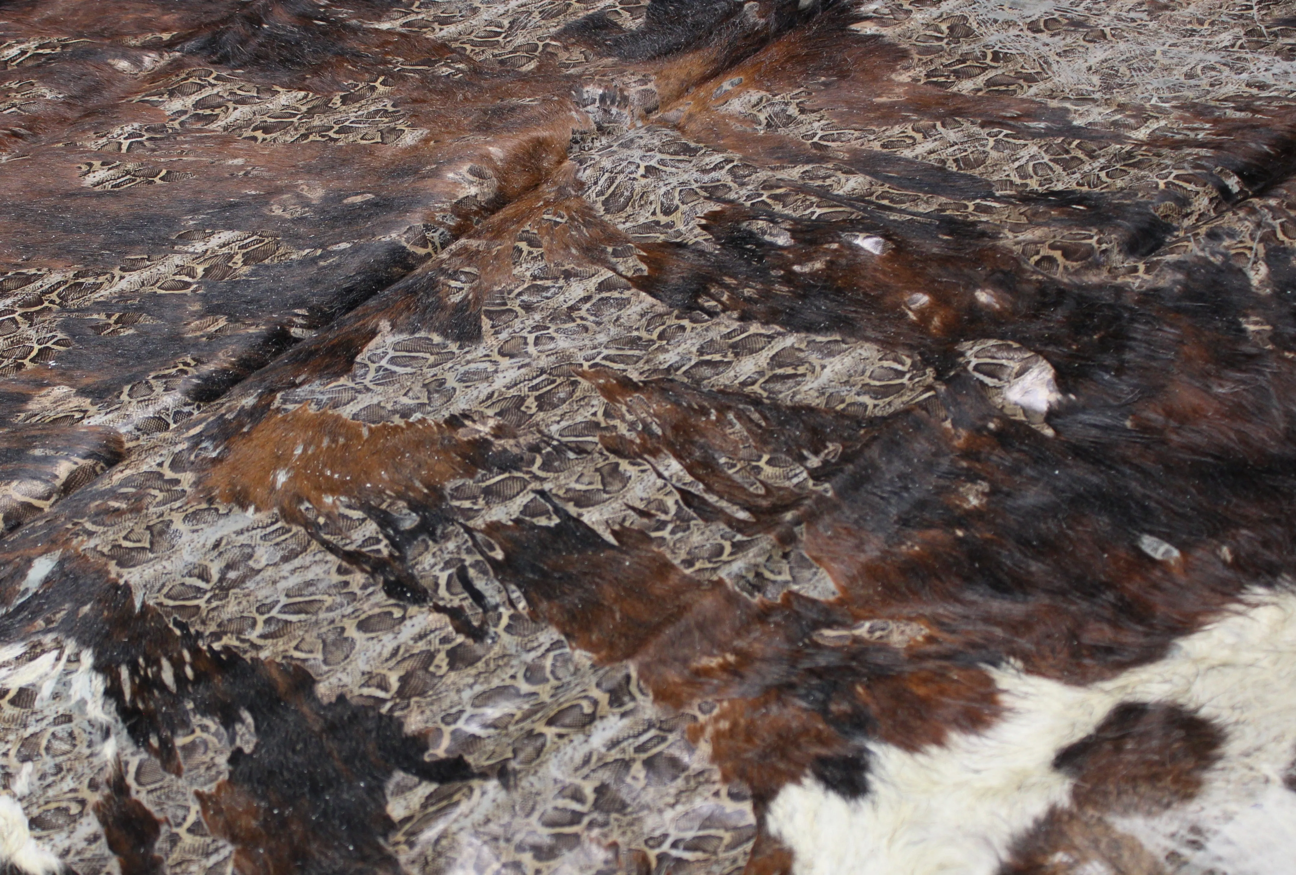 Snake Print on tricolor   COWHIDE -81x74 INCHES - Premium Cowhide Leather