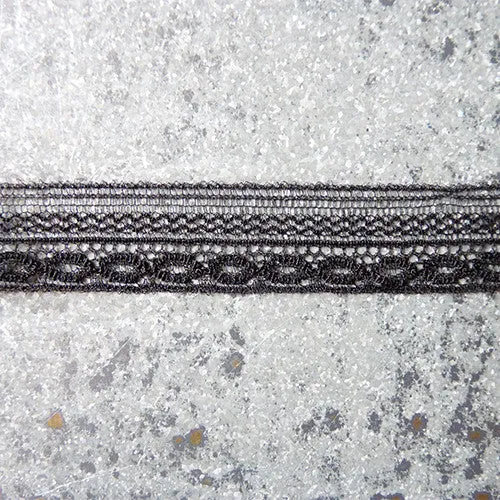 Solstiss Lace : Striped Entredeux - Black