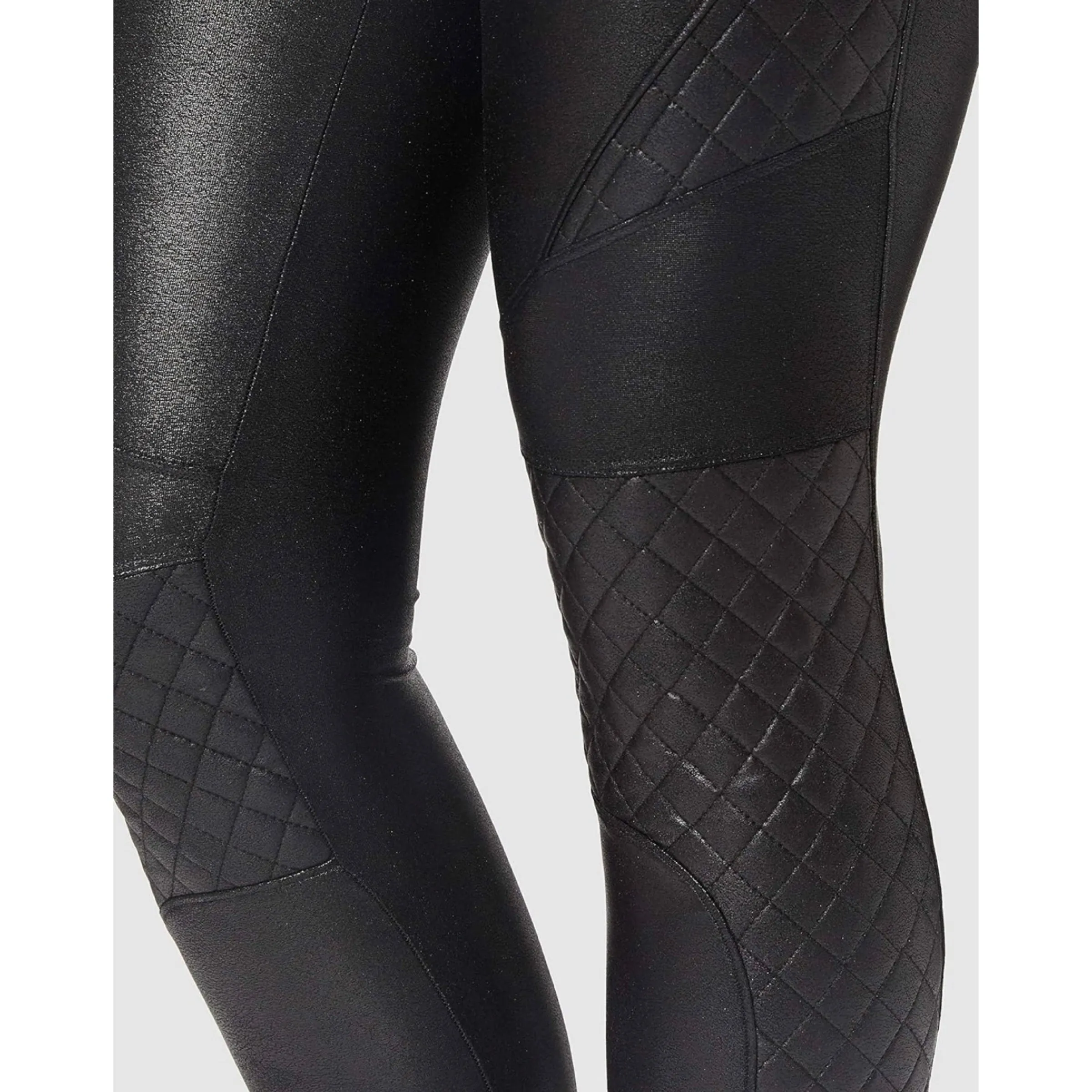 SPANX Women's Quilted Faux Leather Leggings Black Size Small