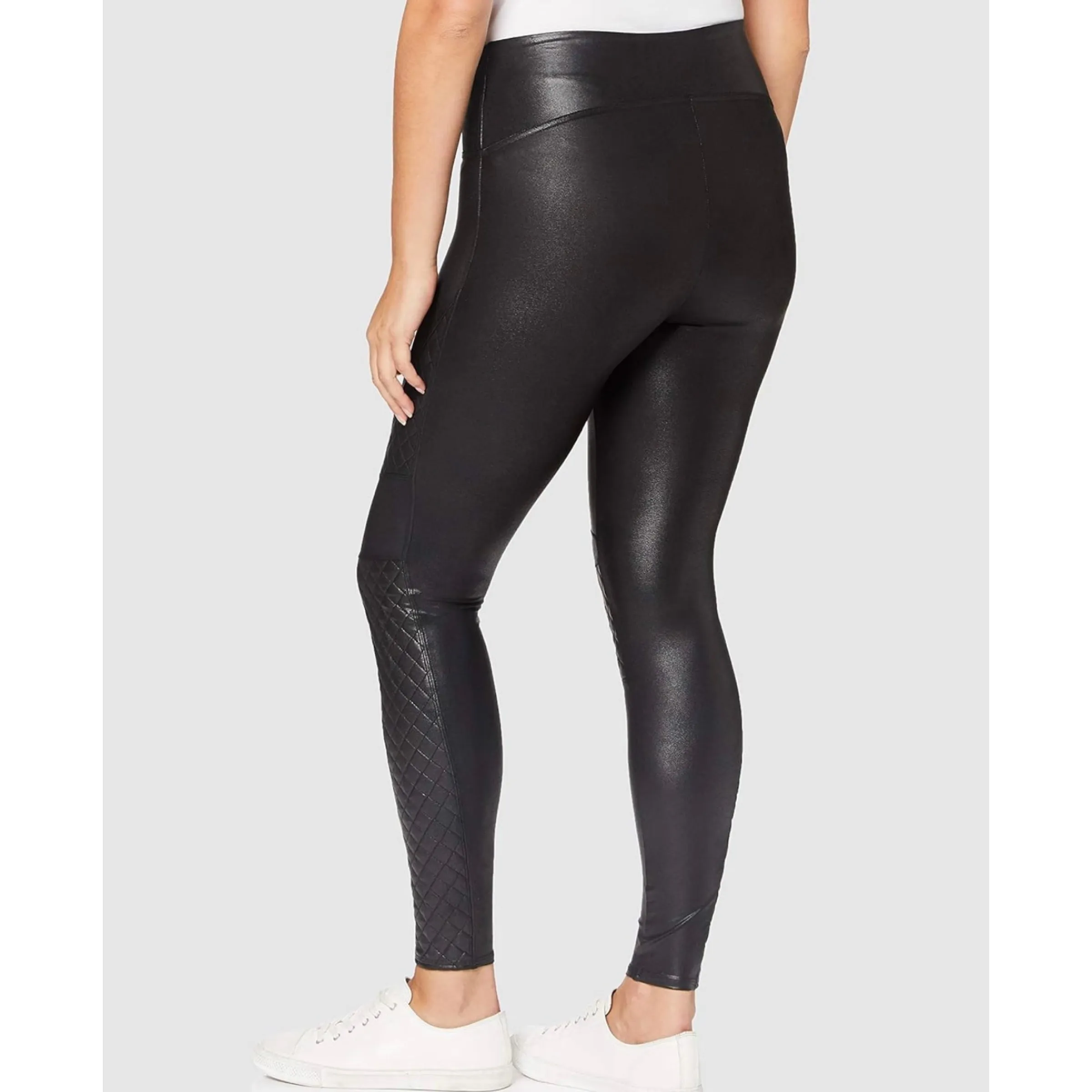 SPANX Women's Quilted Faux Leather Leggings Black Size Small