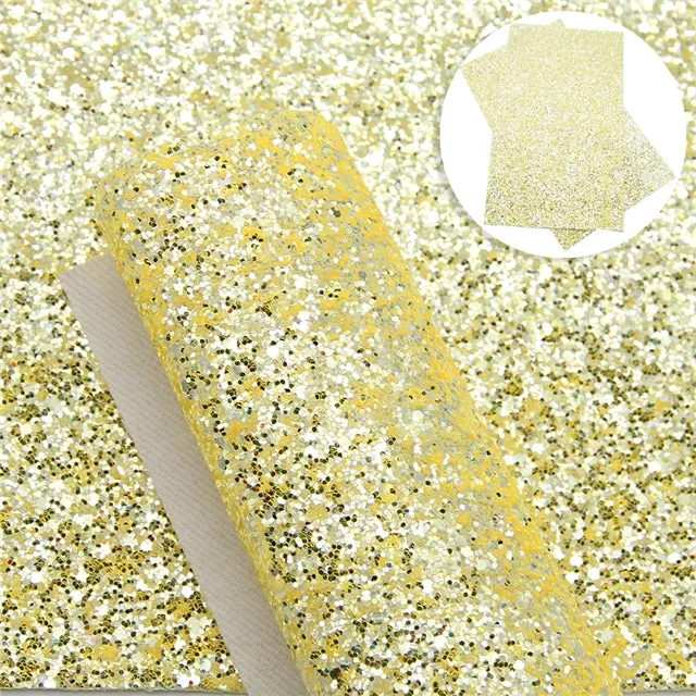 Sparkle Sun ~ 20 x 34cm ~ Chunky Glitter Faux Leather Fabric Sheets