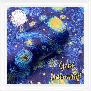 ⋅ Starry Night ⋅ Vegan Faux Leather ⋅ Gold Foil Overlay ⋅