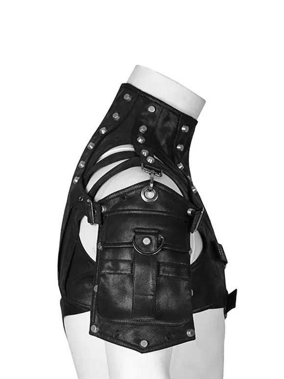 Steampunk Lolita Bag Black Polyester Rivets Lace Up Shoulder Bag Gothic Lolita Accessories