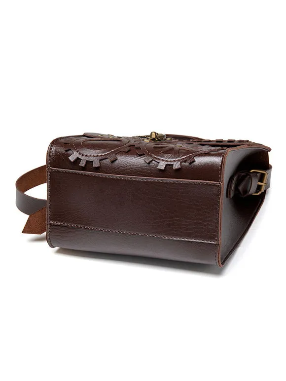 Steampunk Lolita Bag Deep Brown PU Leather Metal Details Cross-body Bag Gothic Lolita Accessories