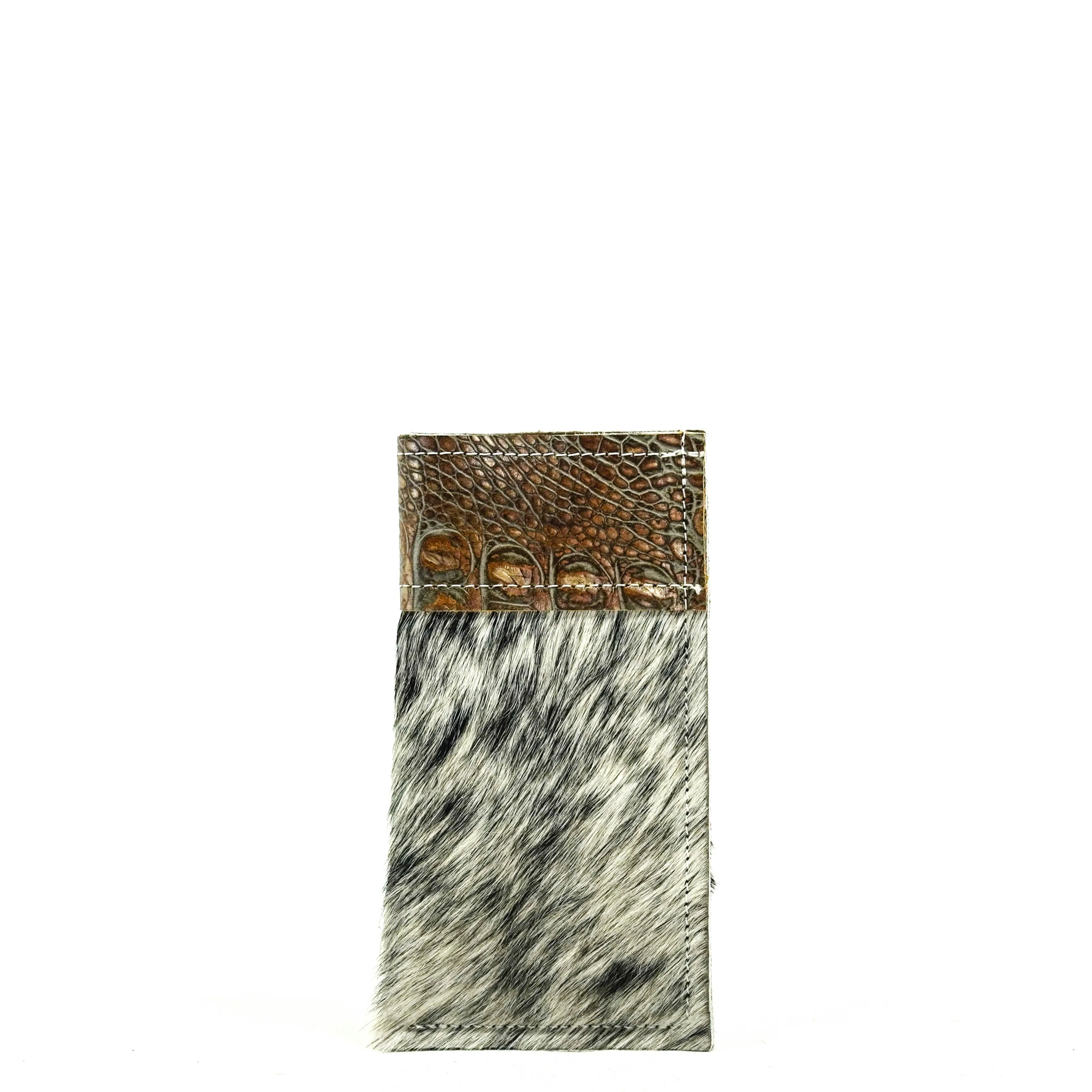 Sunglass Case - Salt & Pepper w/ Patina Brandy Croc