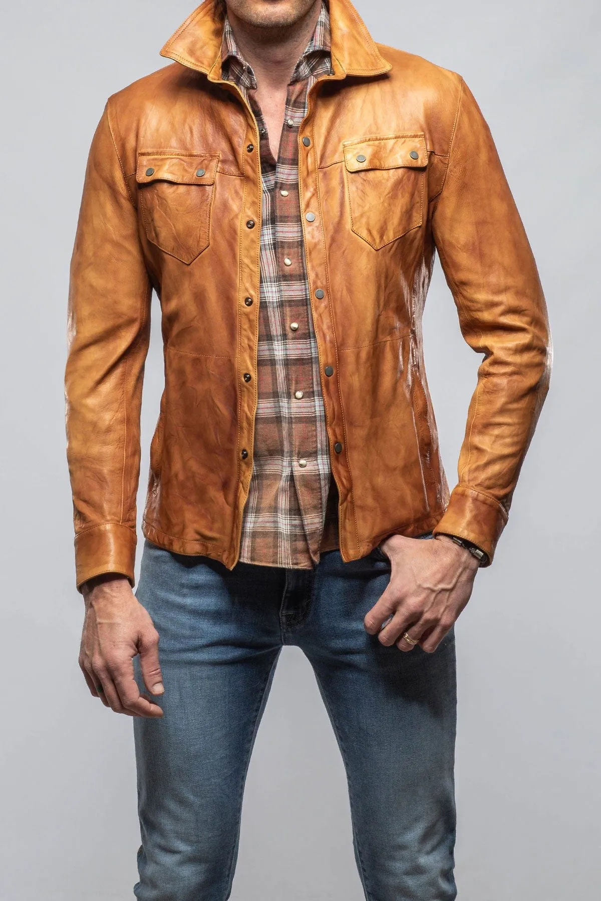 Tame Leather Shirt In Antique Brown