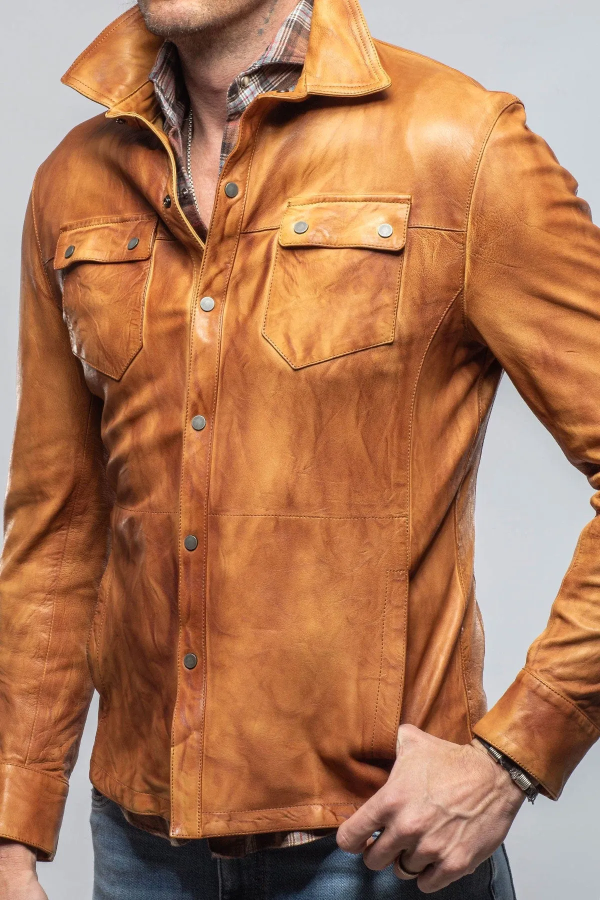 Tame Leather Shirt In Antique Brown
