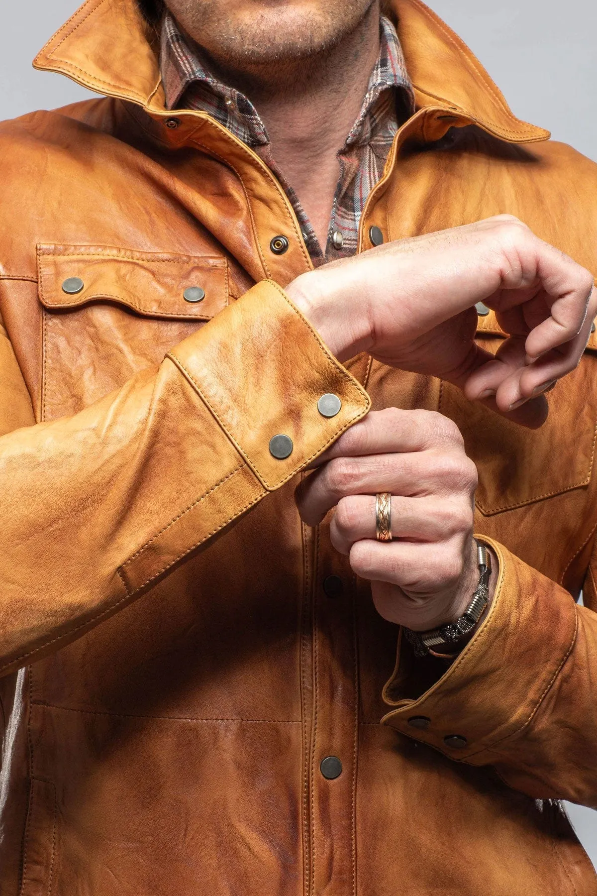 Tame Leather Shirt In Antique Brown