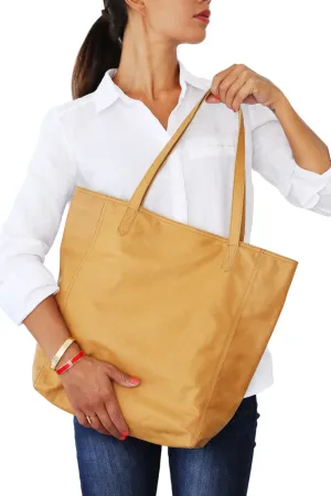 Tan Leather Shopper Tote