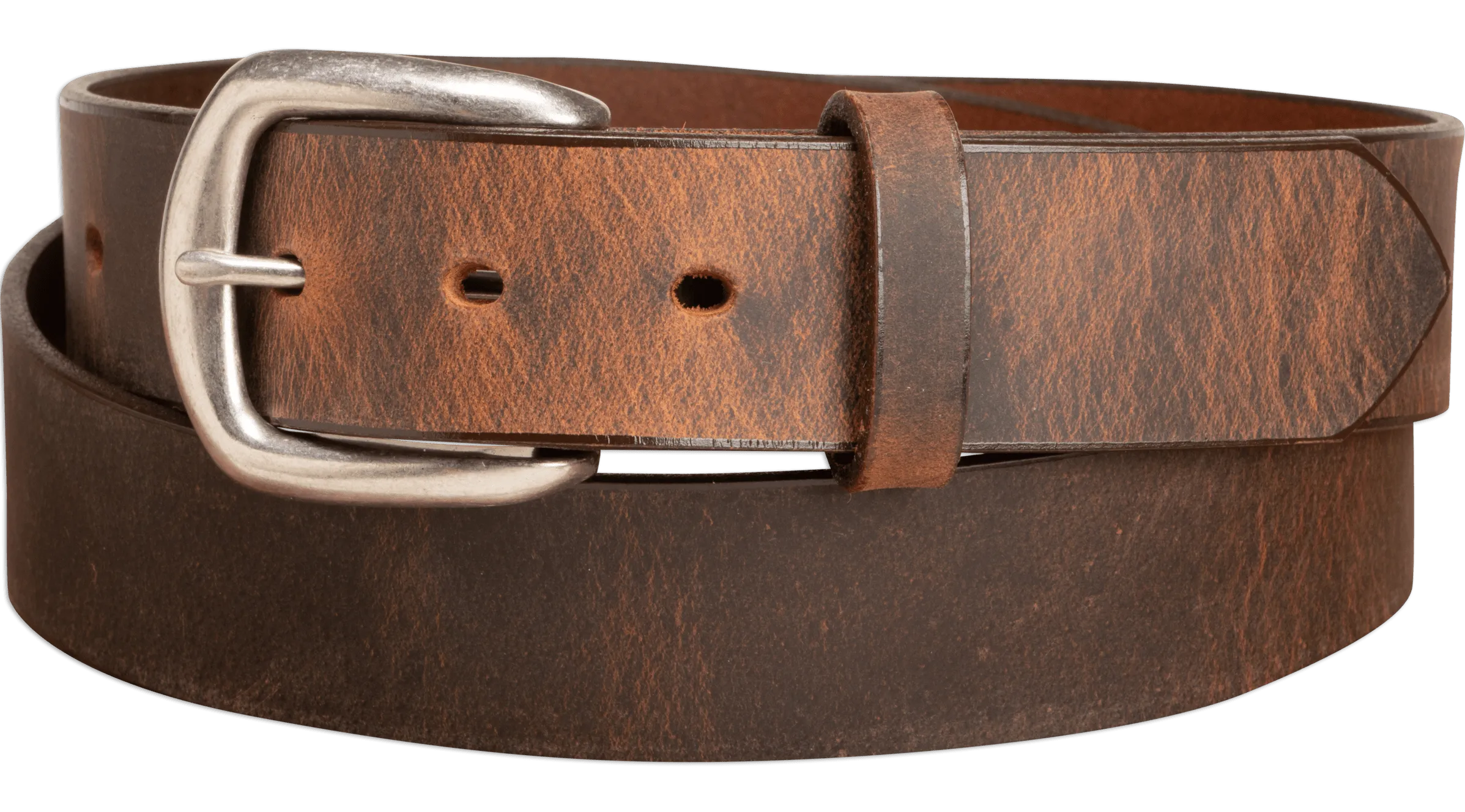 The Crazy Horse: Men's Rustic Brown Non Stitched Leather Belt 1.375"