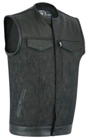 The "Phantom" Club Style Denim Leather Vest