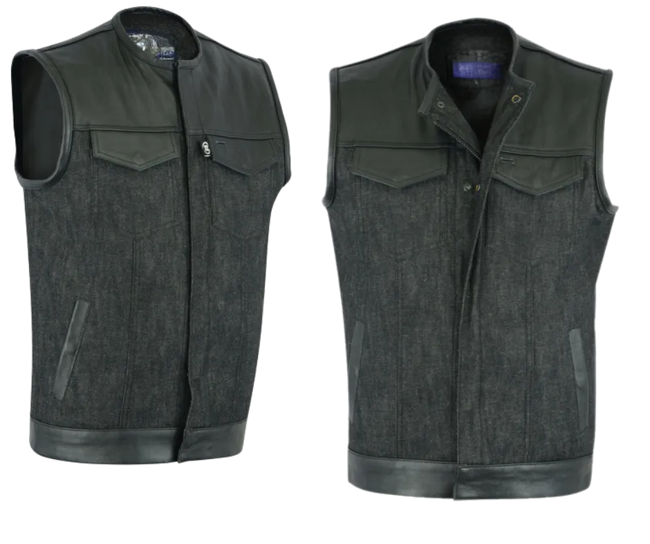 The "Phantom" Club Style Denim Leather Vest