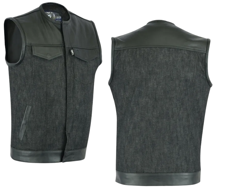 The "Phantom" Club Style Denim Leather Vest