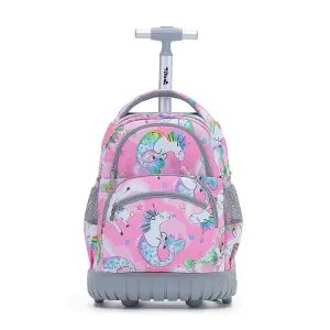 Tilami Pink Mermaid Unicorn 16 Inch Rolling Backpack School Travel Boys Girls