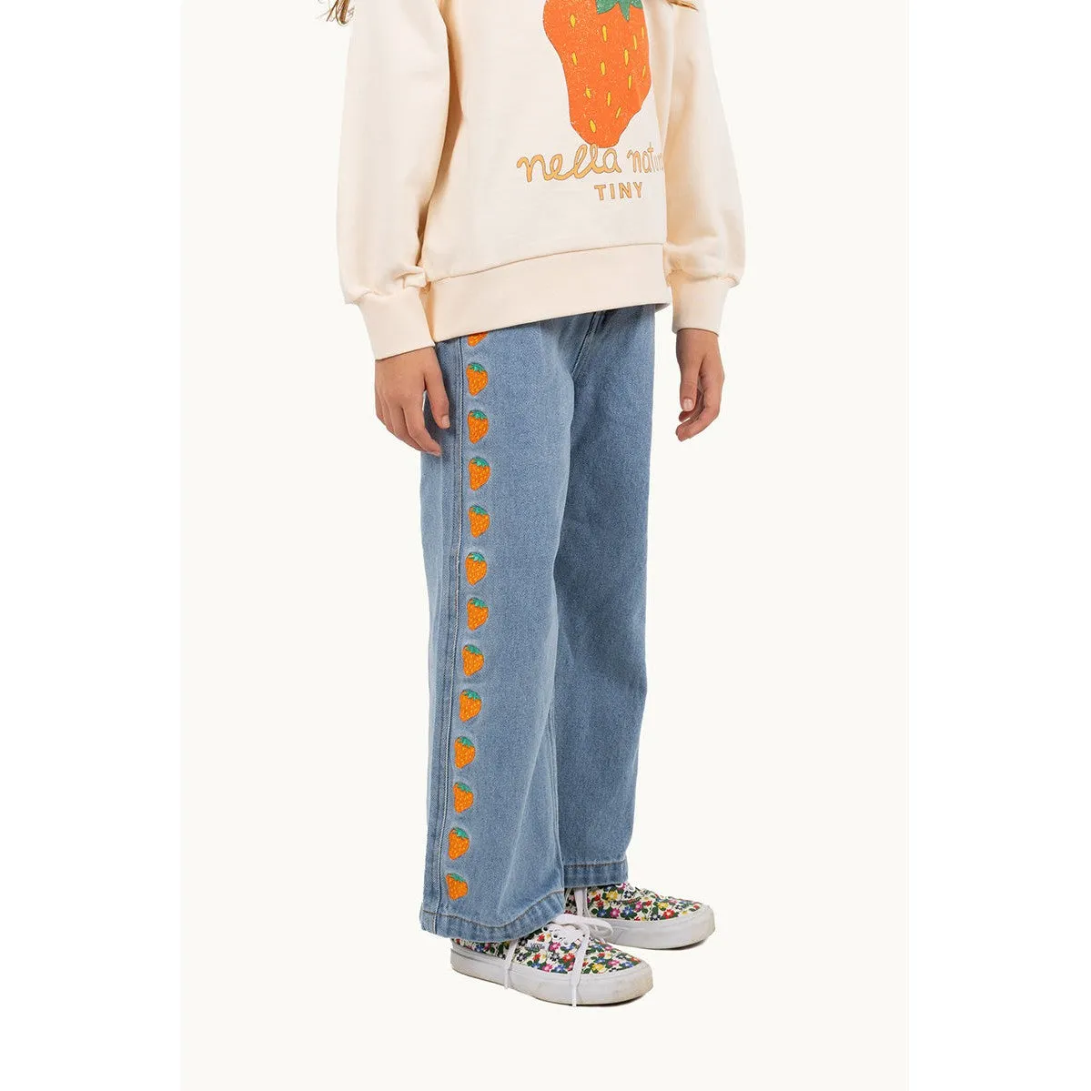 Tiny Cottons - Strawberries embroidered jeans