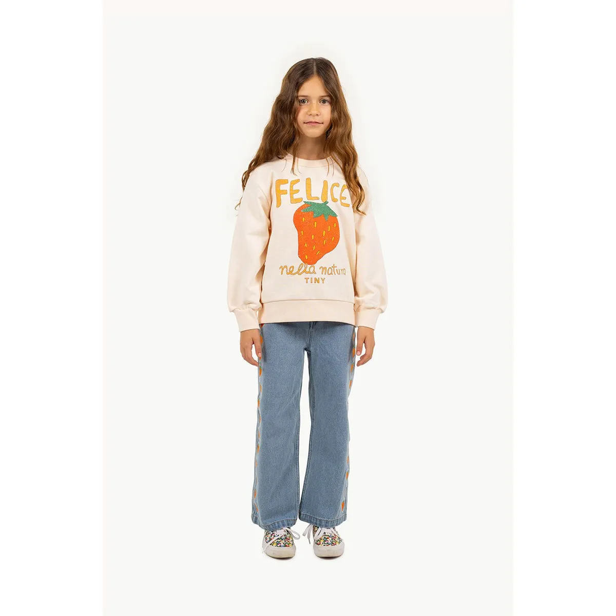 Tiny Cottons - Strawberries embroidered jeans