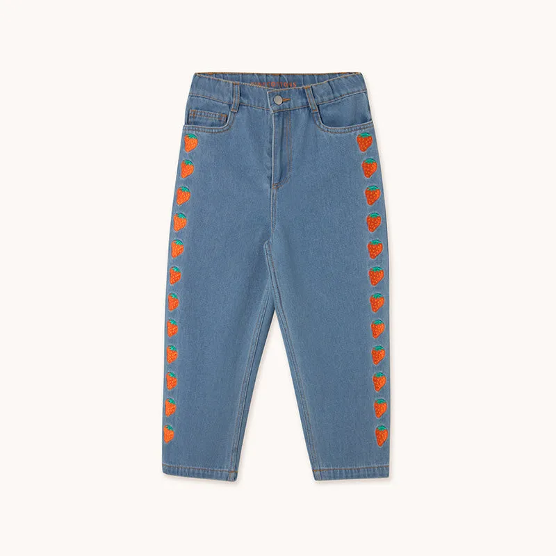 Tiny Cottons - Strawberries embroidered jeans