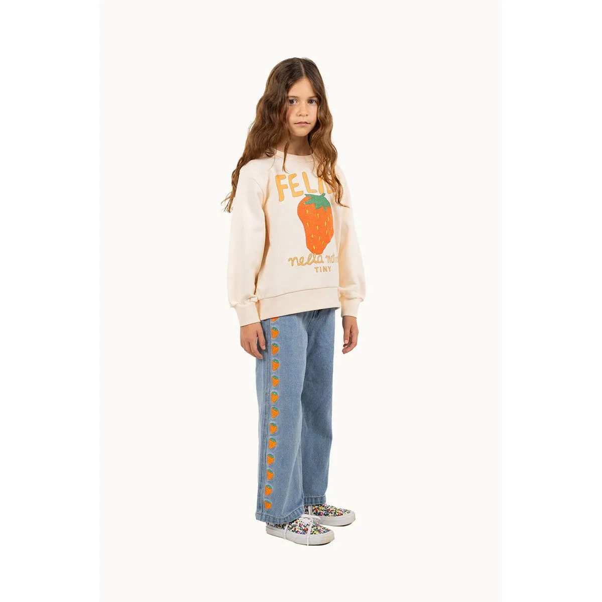Tiny Cottons - Strawberries embroidered jeans