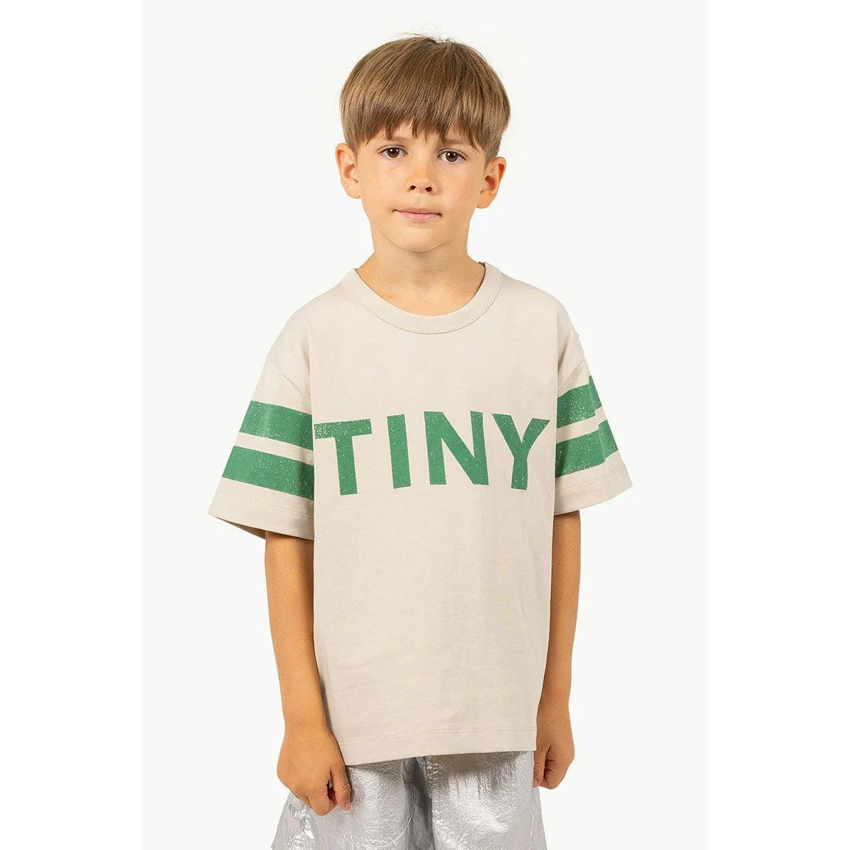 Tiny Cottons - Stripes logo tee - dark vanilla
