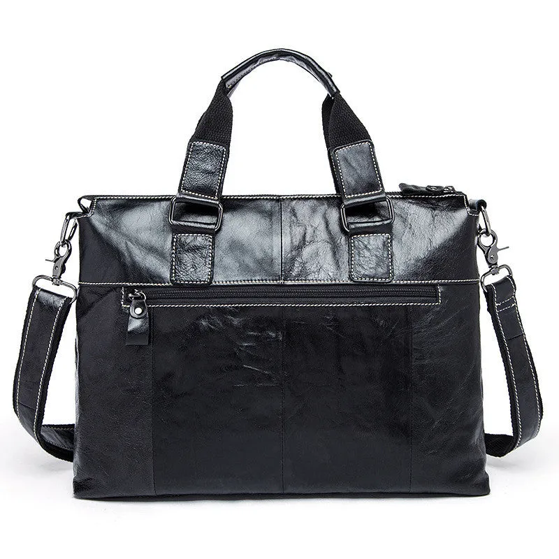 Top Grain Leather Briefcase, Mens Business Leather Briefcase, Men’s Casual Messenger Bag