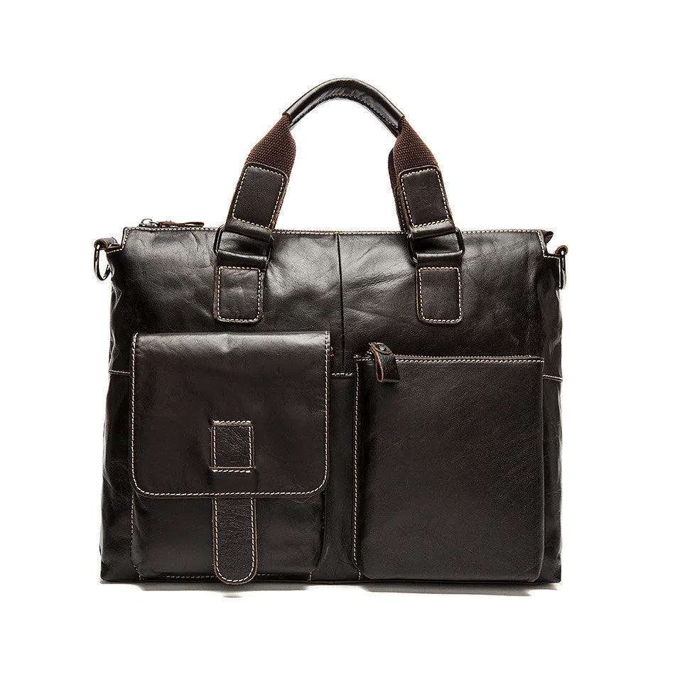 Top Grain Leather Briefcase, Mens Business Leather Briefcase, Men’s Casual Messenger Bag