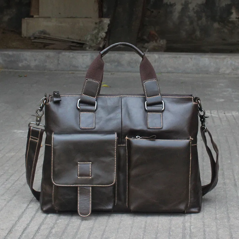 Top Grain Leather Briefcase, Mens Business Leather Briefcase, Men’s Casual Messenger Bag
