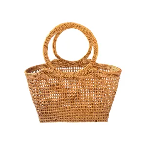 Top Handle Open Weave Tote Bag