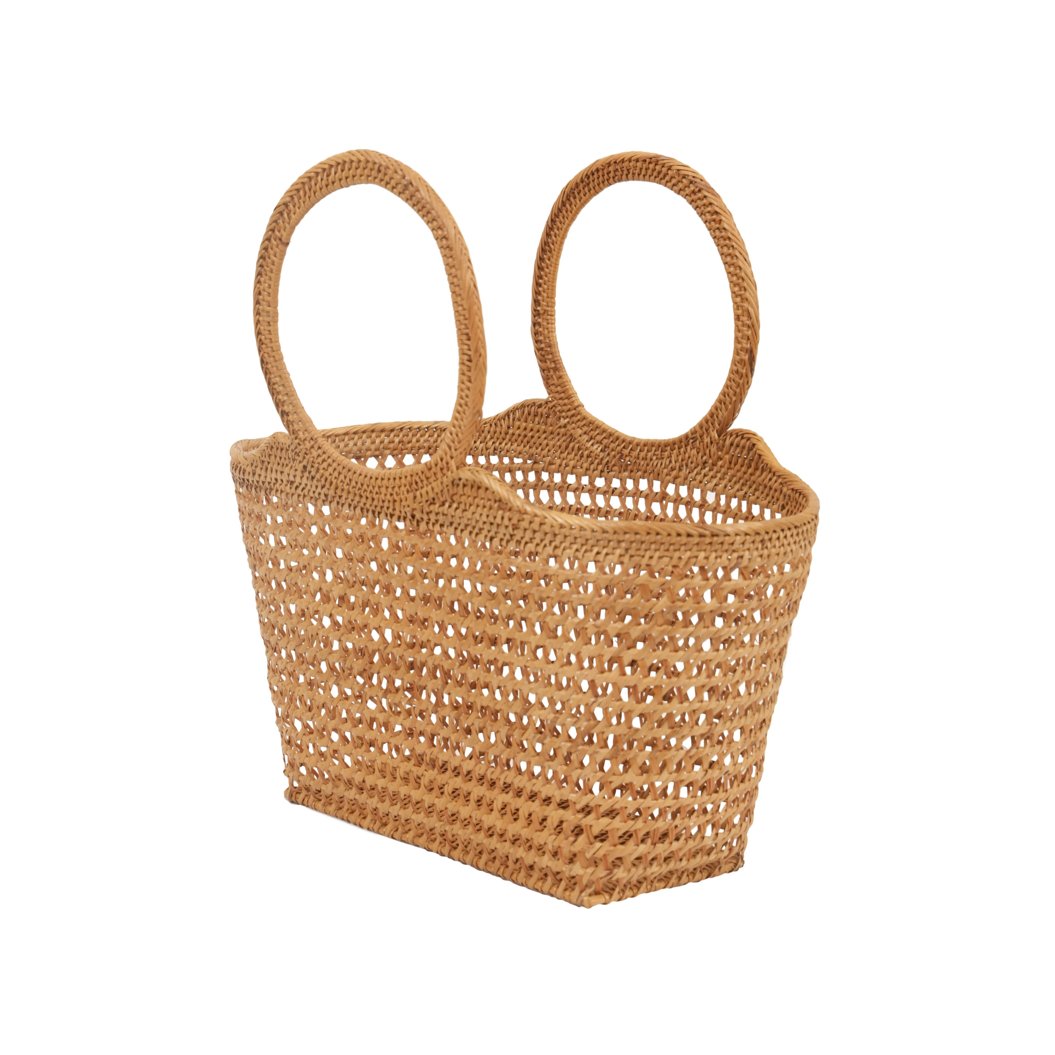 Top Handle Open Weave Tote Bag