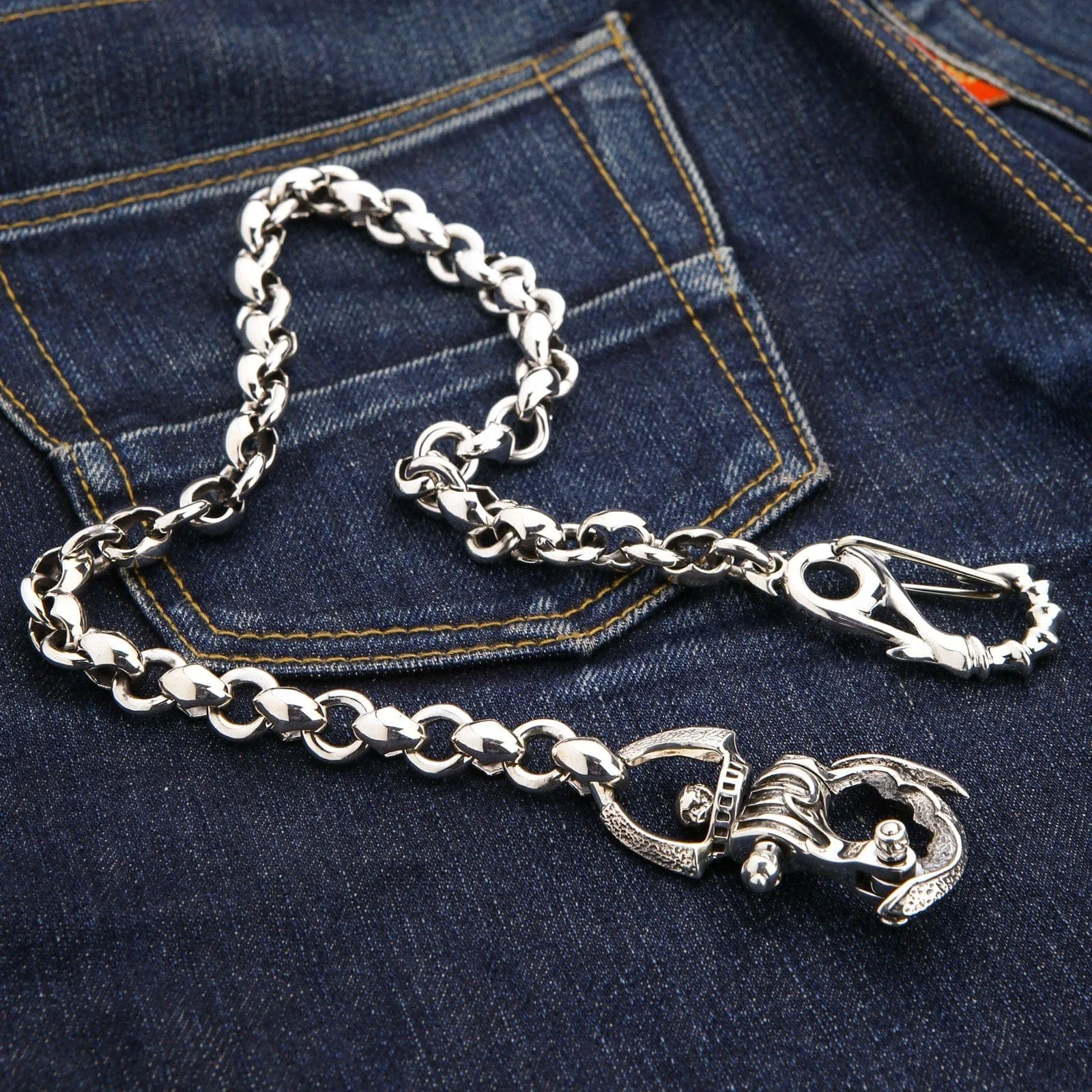 Tribal Gothic Sterling Silver Biker Wallet Chain