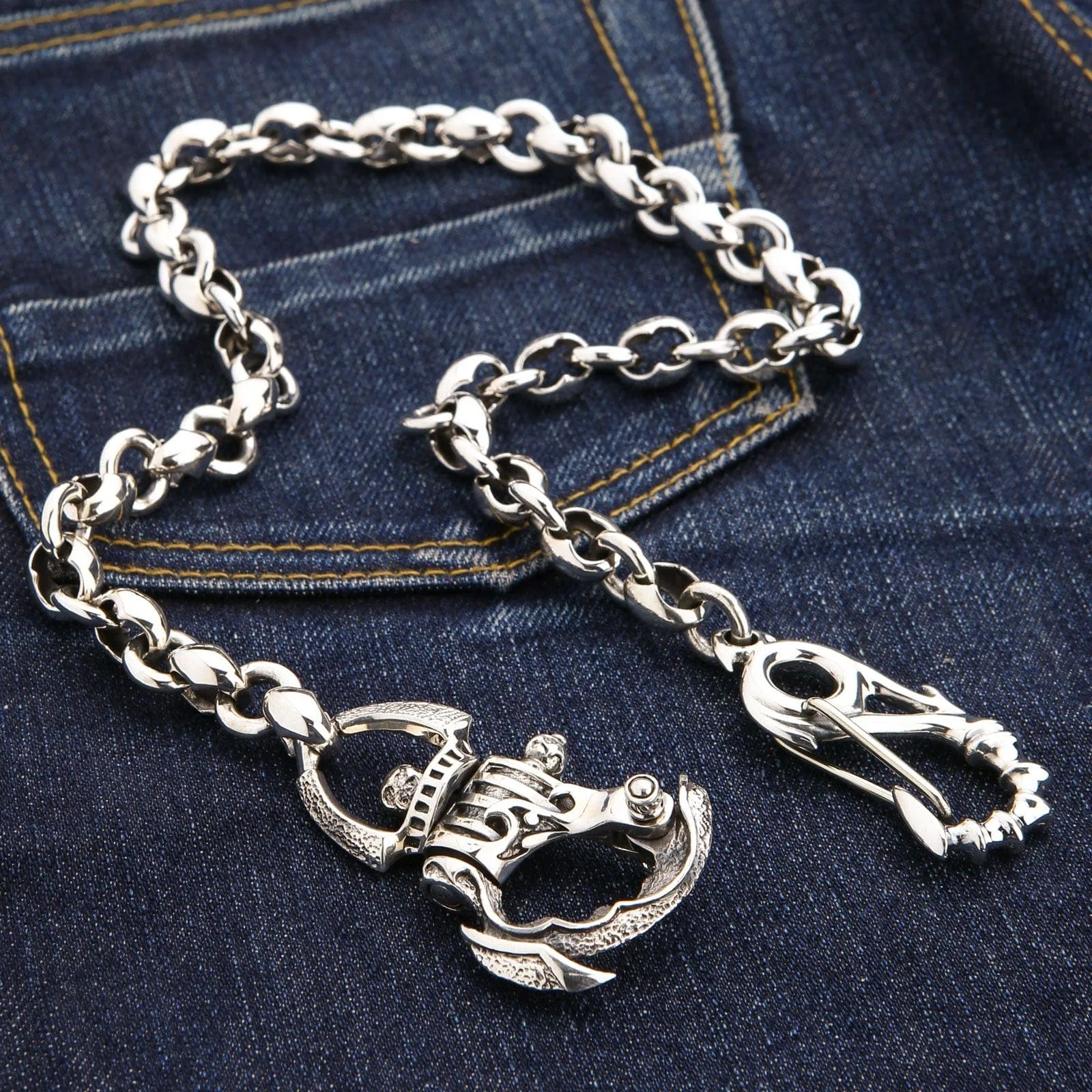 Tribal Gothic Sterling Silver Biker Wallet Chain