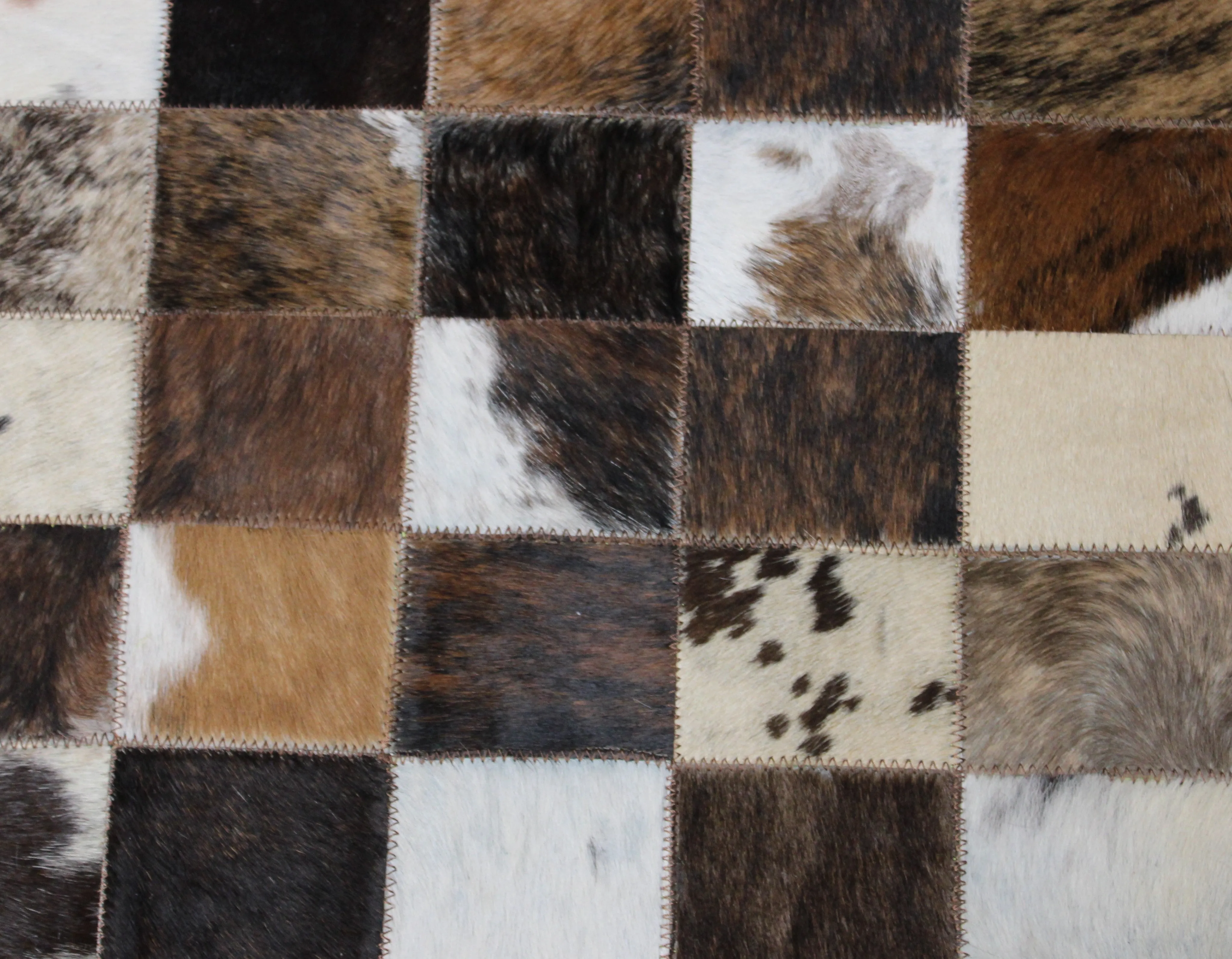 Tricolor Patchwork Cowhide Rug – Size 30 x 27 IN | .76x .68 cm | Premium Cowhide Rug