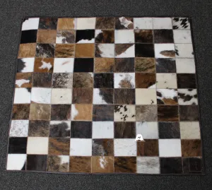 Tricolor Patchwork Cowhide Rug – Size 30 x 27 IN | .76x .68 cm | Premium Cowhide Rug