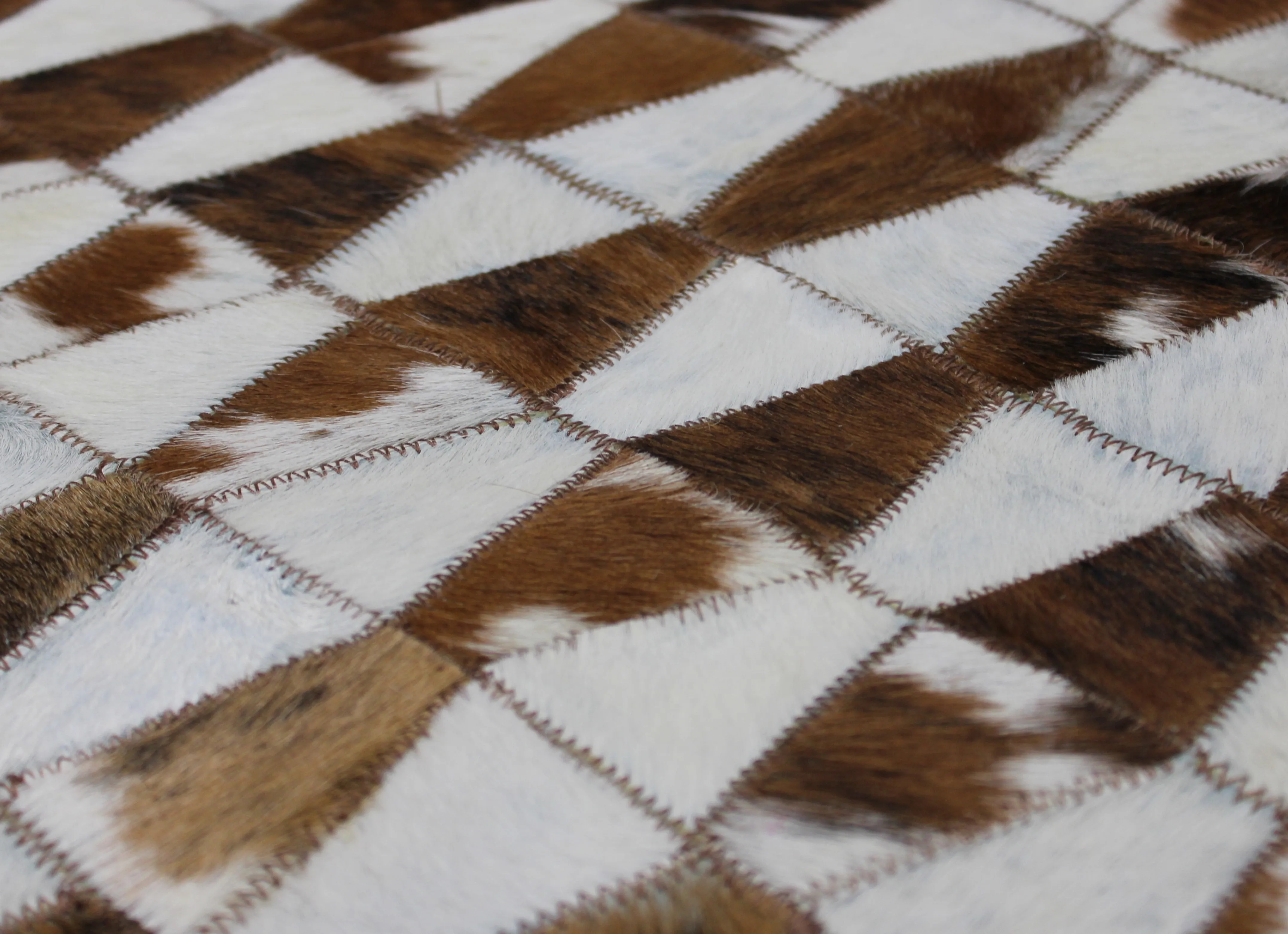 Tricolor Patchwork Cowhide Rug – Size 33 x 30 IN | 84x 76 cm | Premium Cowhide Rug