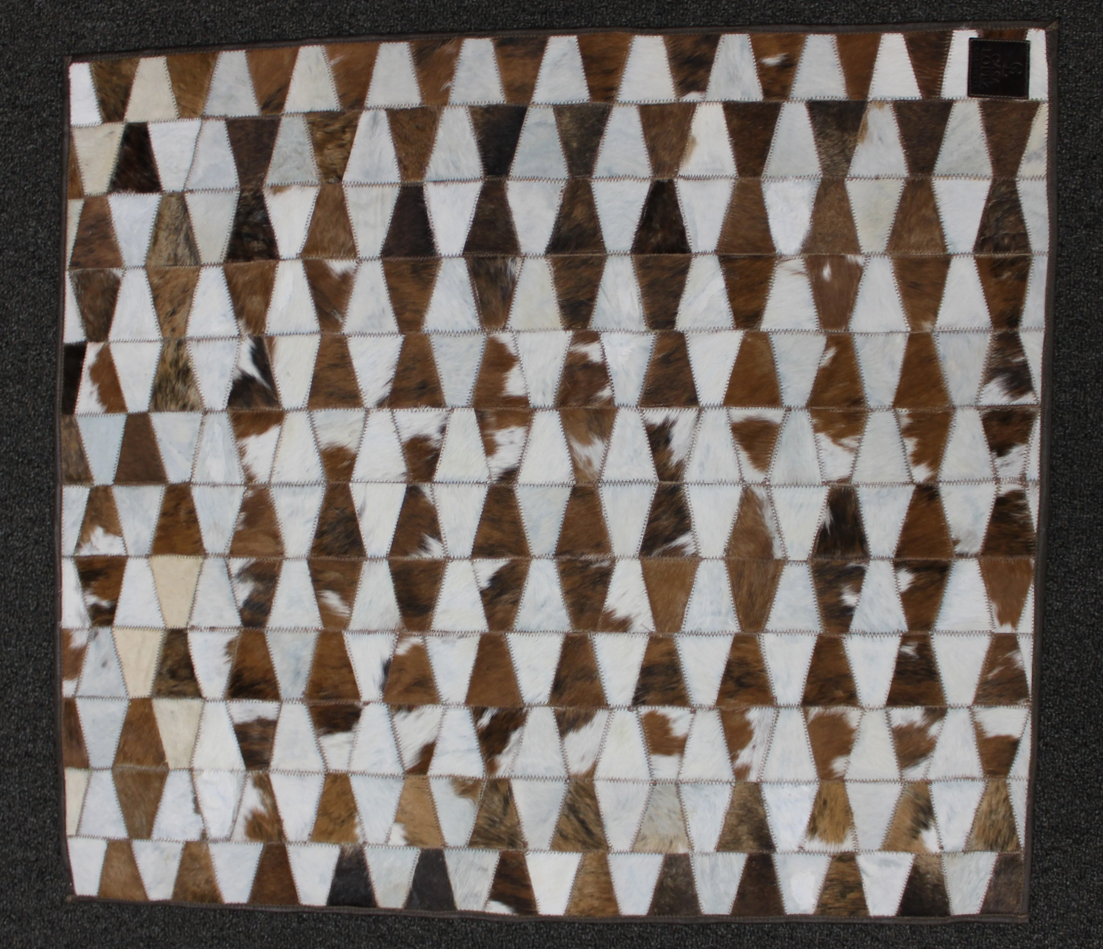 Tricolor Patchwork Cowhide Rug – Size 33 x 30 IN | 84x 76 cm | Premium Cowhide Rug