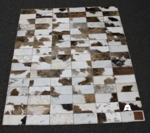 Tricolor Patchwork Cowhide Rug –Size 39 x 31 IN | 100x 79 cm | Premium Cowhide Rug