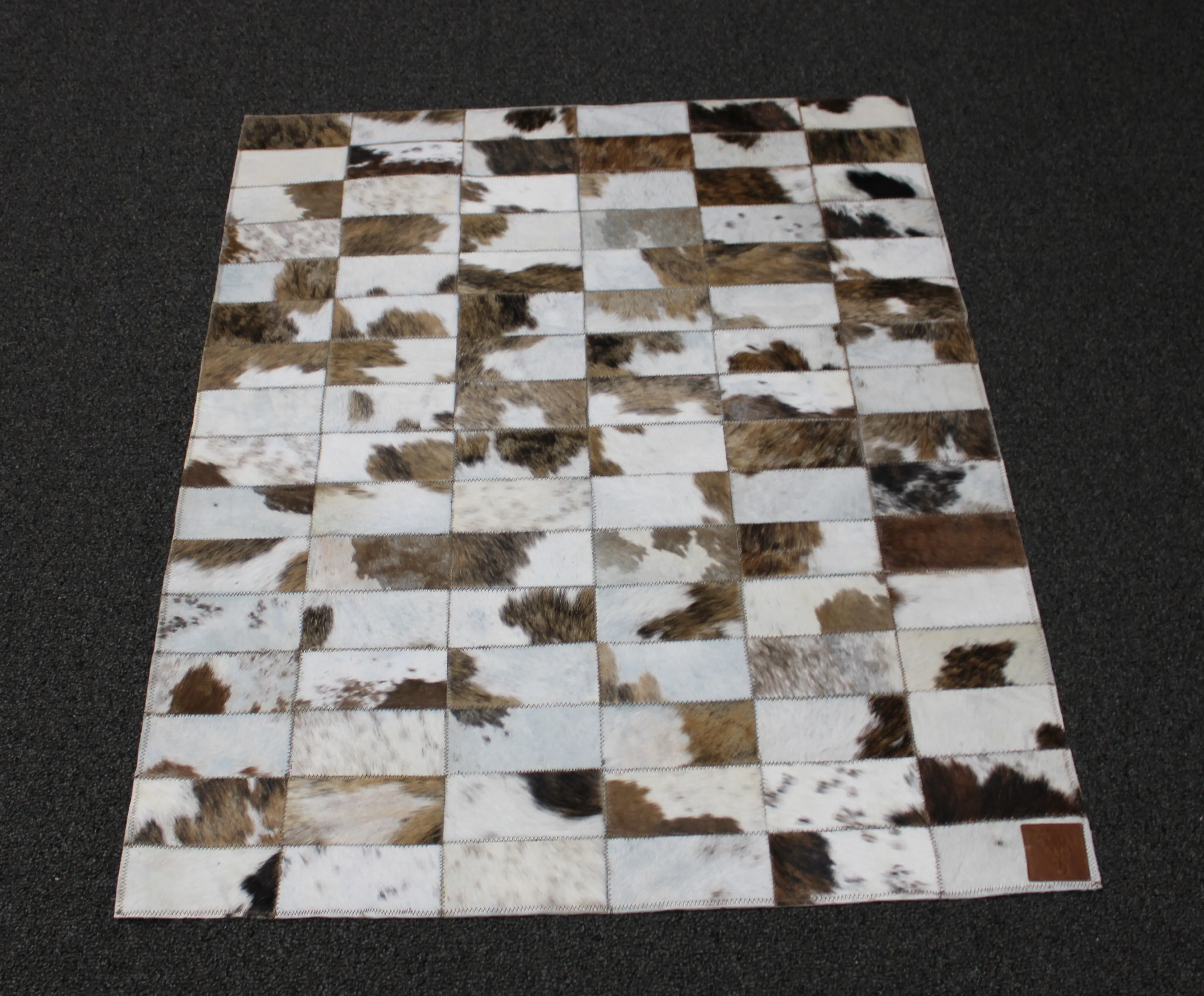 Tricolor Patchwork Cowhide Rug –Size 39 x 31 IN | 100x 79 cm | Premium Cowhide Rug