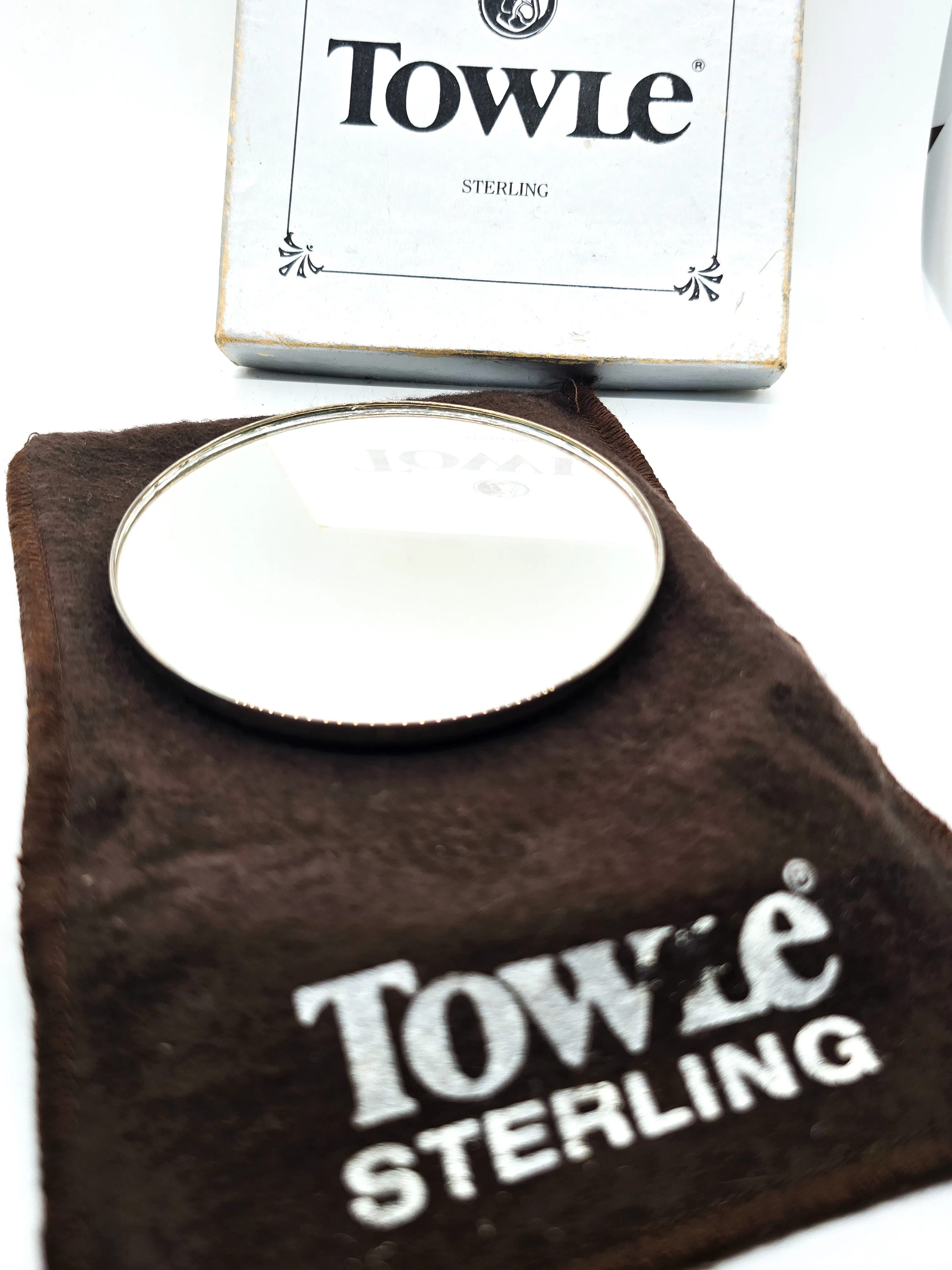 Trowle Vintage Sterling Silver Handheld Mirror original box and bag