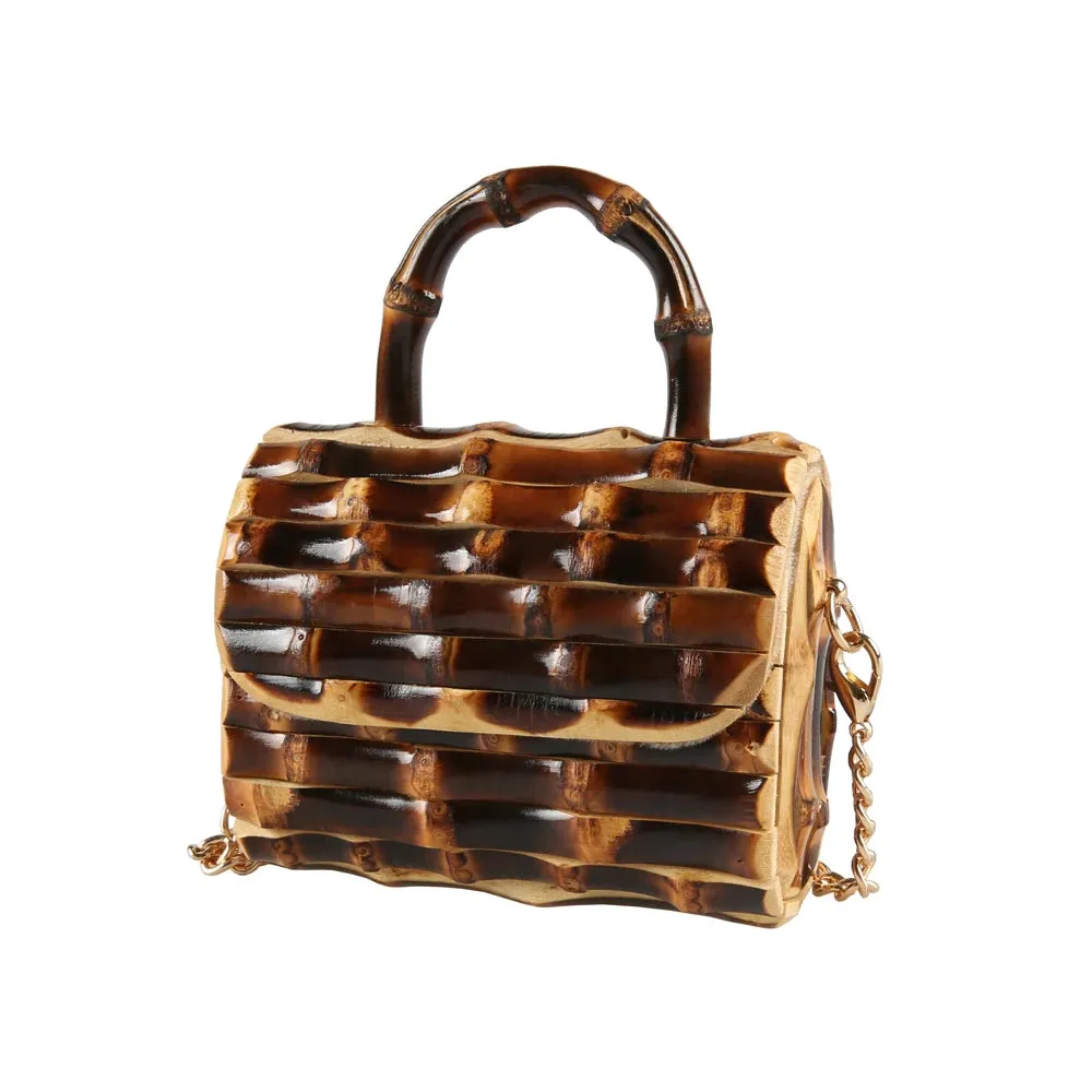Unique Handmade Natural Wood Rattan Straw Handbag