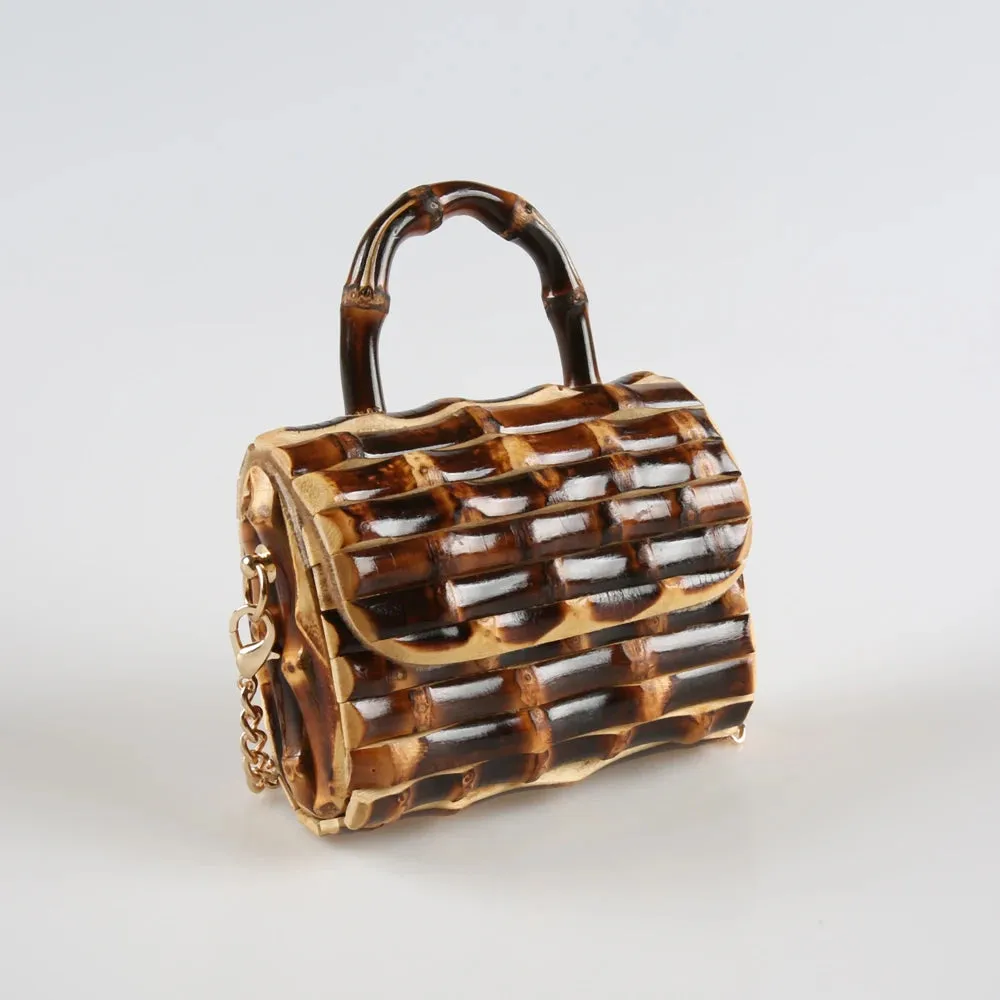 Unique Handmade Natural Wood Rattan Straw Handbag
