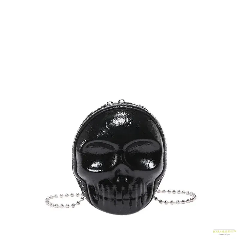 Unique Trendy Skeleton Chain Bag - Large Capacity Halloween Skull Head Crossbody Sling Purse