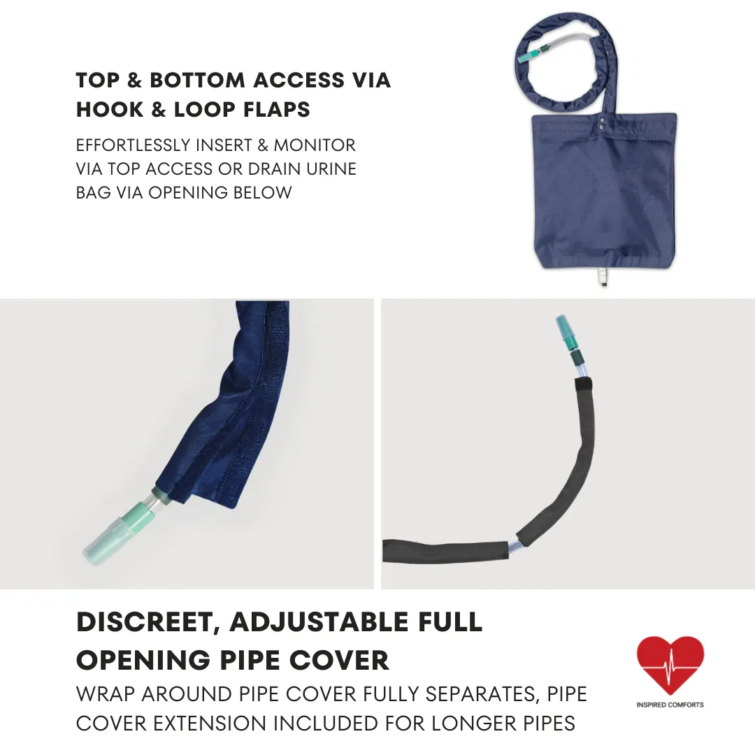 Urine Catheter Bag Cover with Snap on Pipe Cover & Hanging Strap