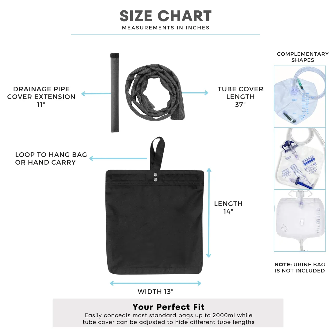 Urine Catheter Bag Cover with Snap on Pipe Cover & Hanging Strap