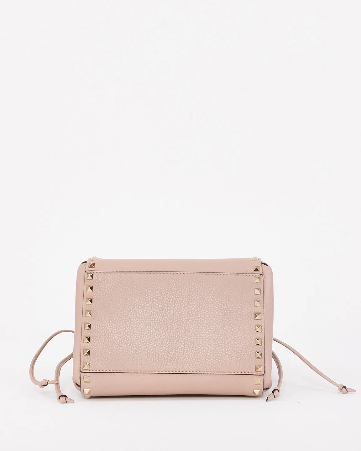 Valentino Pink Grained Leather Rockstud Drawstring Bucket Shoulder Bag