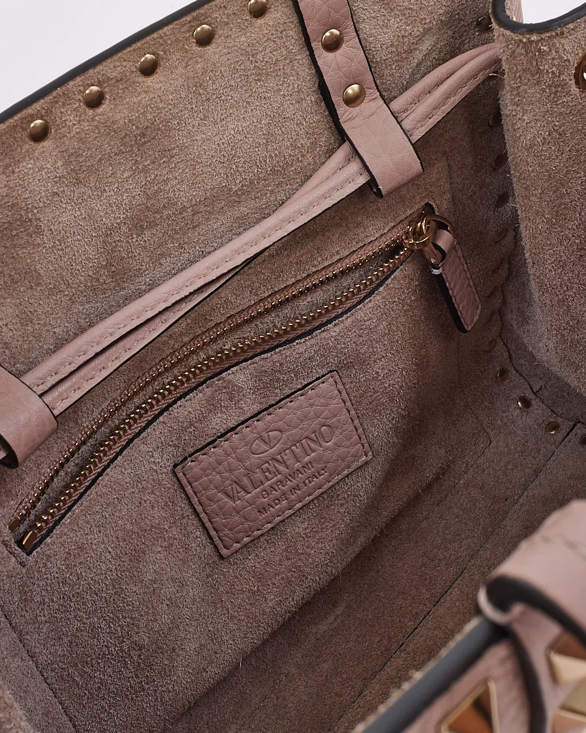 Valentino Pink Grained Leather Rockstud Drawstring Bucket Shoulder Bag