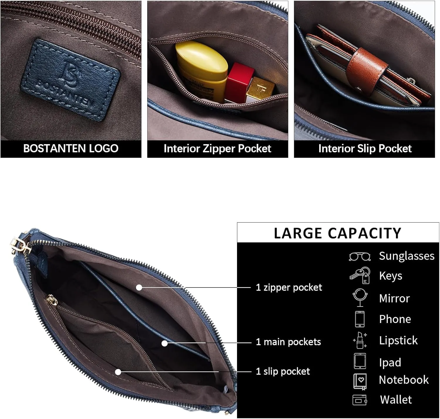 Vegan Leather Crossbody Bags for Women, Trendy Shoulder bags With Wide Shoulder Strap
